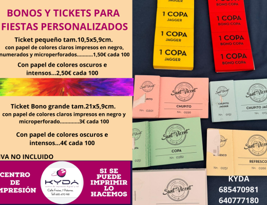 BONOS Y TICKETS PARA FIESTAS PERSONALIZADOS BONOS Y TICKETS PARA FIESTAS PERSONALIZADOS